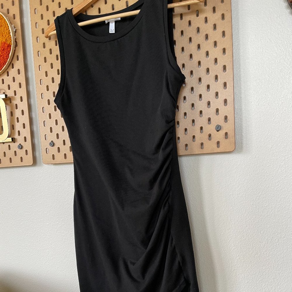 Black LEITH Ruched Body-Con Tank Dress (M)